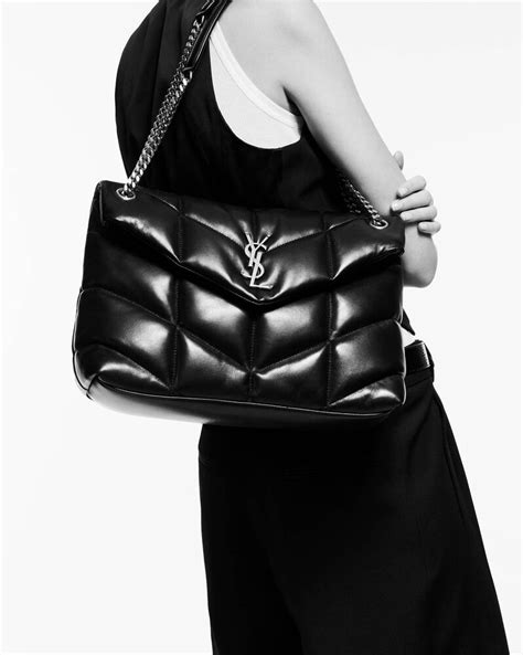 ysl puffer small chain bag in quilted lambskin|PUFFER SMALL in Nappa leather .